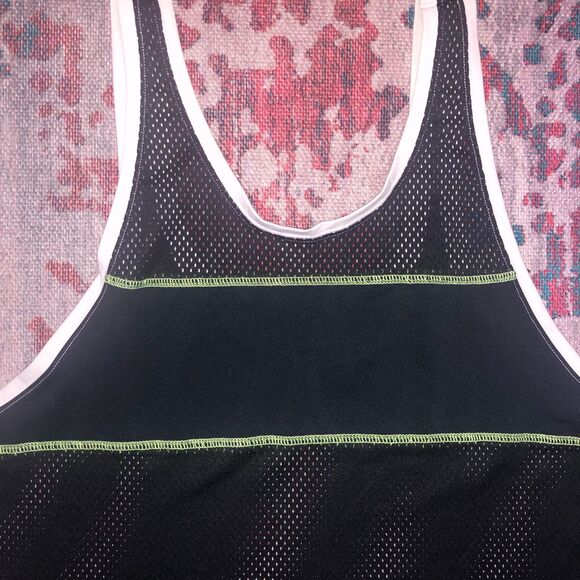 UO Black Mesh Tank w/Lime Green Contrast Stitching size L - Picture 2 of 6